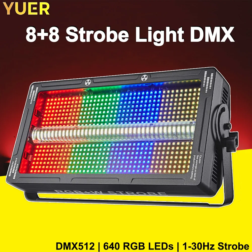 250W DMX512 Strobe Light 640 RGB LEDs + 80 White Light 1-30Hz Flash Horse Running 0-100% Dimming IP20 DJ Party Event Stage Light