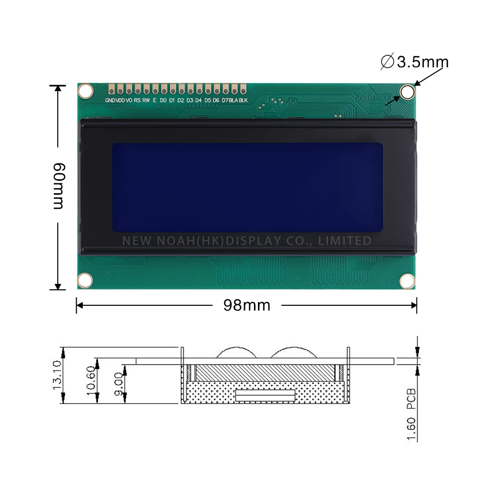 Blue Film White Letters 2004A 3.3V Character LCD Module 4*20 4X20 Support Customized Language Controller ST7066U Spot Module