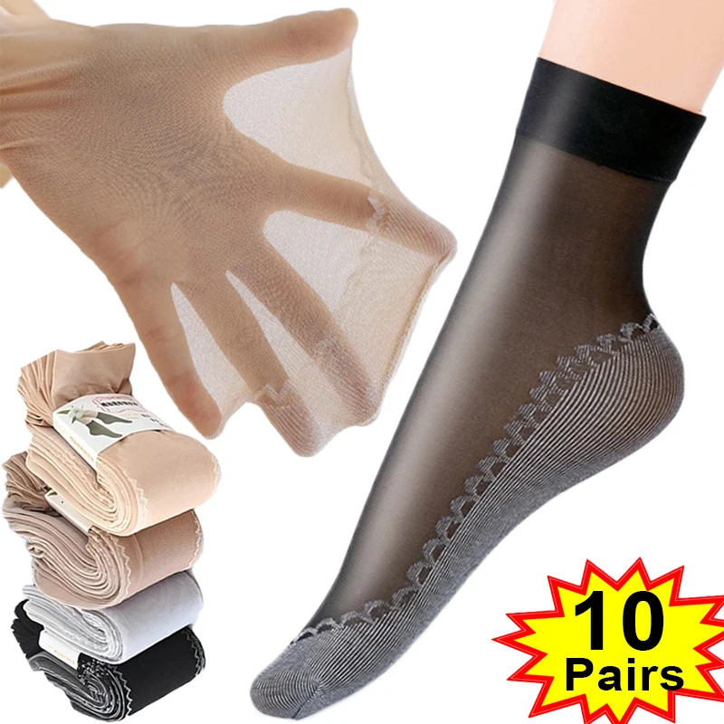 Velvet Silk Socks Spring Summer Women Soft Socks Non-Slip Bottom Splice Transparent Ladies Ultrathin Breathable Sock