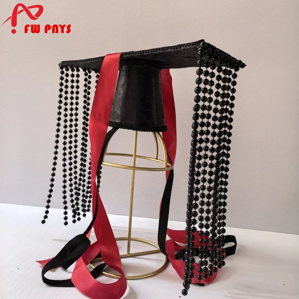 تشينغ شيوانغ قبعة للبالغين الإمبراطور الصيني القديم قبعة هالوين كرنفال مضحك تأثيري القبعات مع شرابة