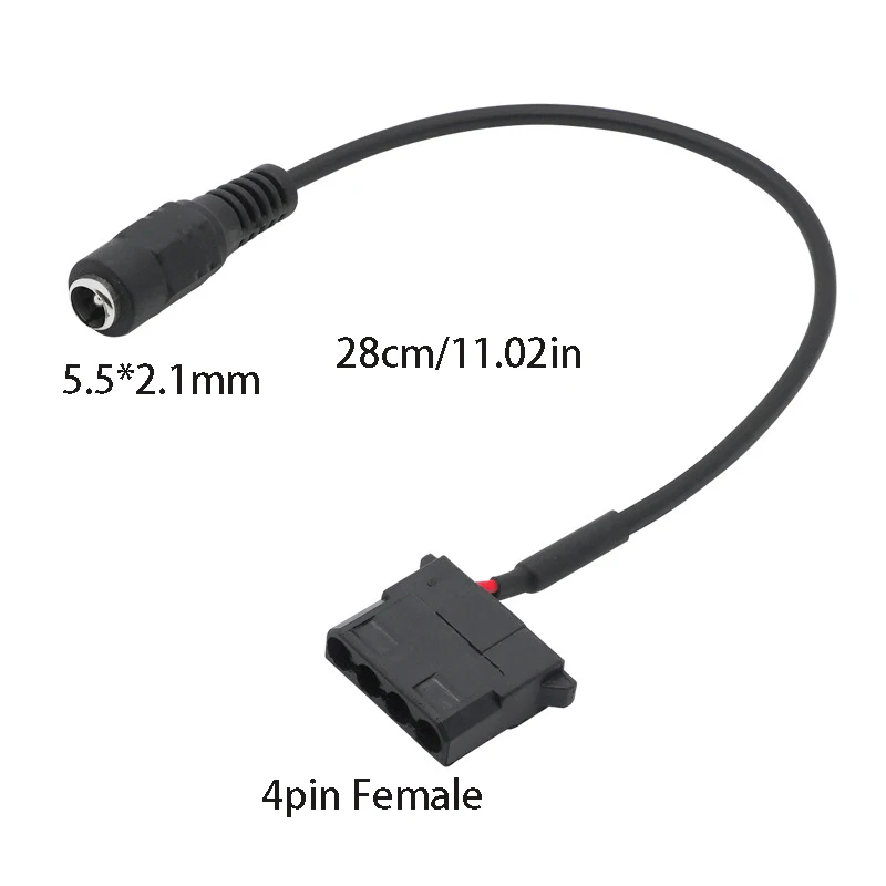 DC5521 to IDE Molex Cable Big 4 Pin Female Plug to DC 5.5mm x 2.1mm Convert Cord 12V Power Adapter Line CPU Cooling Fan Wire