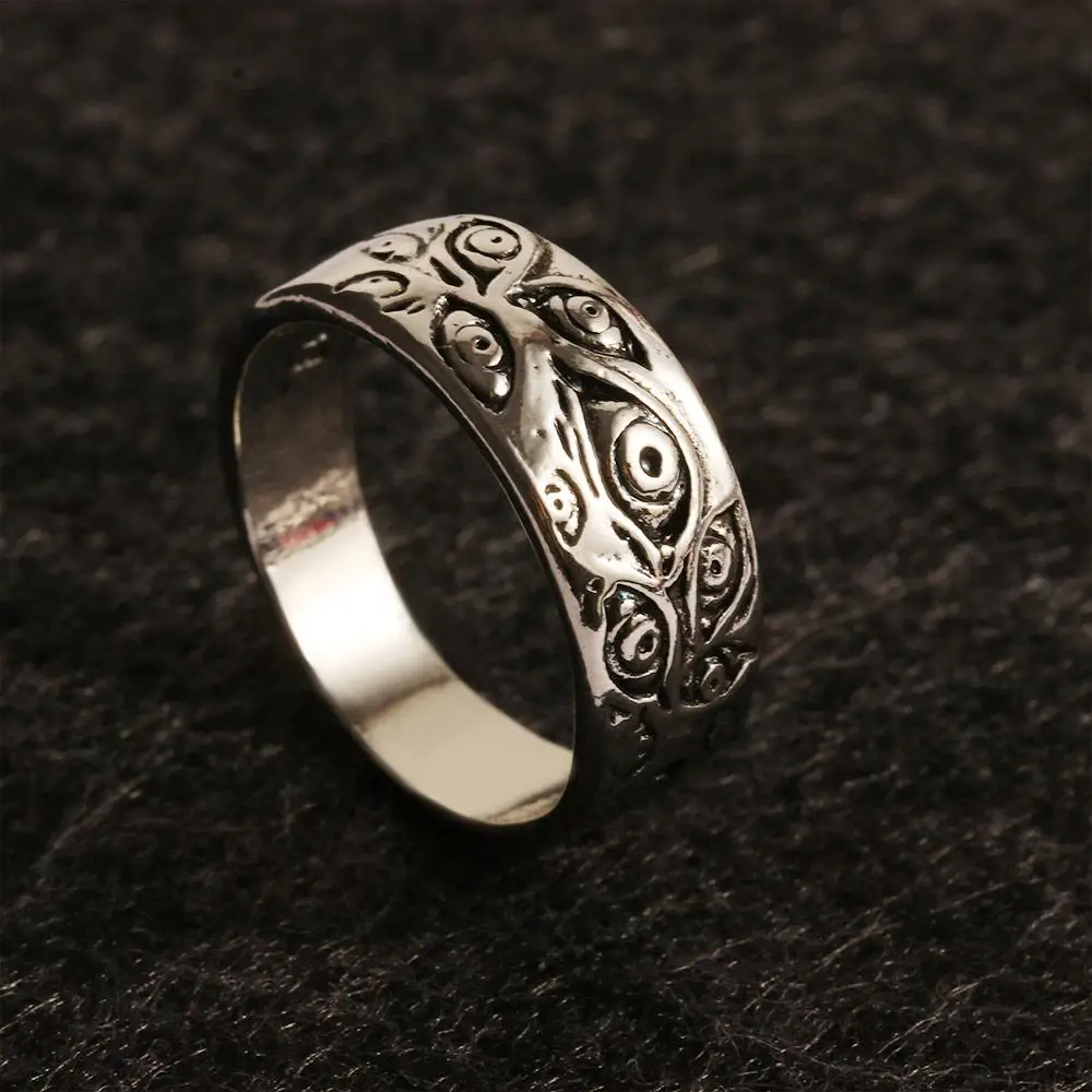 Vintage Rock Punk Women's Rings Silver Multi-Size Sculpted Eye Ring Popular Jewelry Accessories