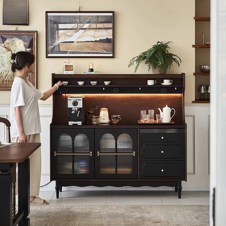 Living room solid wood dining side cabinet dining room integrated rock slab storage solid wood storage tea cabinet