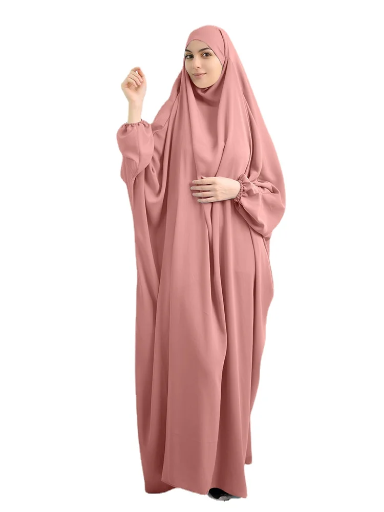 

Eid Bat Sleeve Hooded Robe Muslim Women Hijab Prayer Garment dress Abaya Full Face Middle East Dubai Dress Islamic Clothing