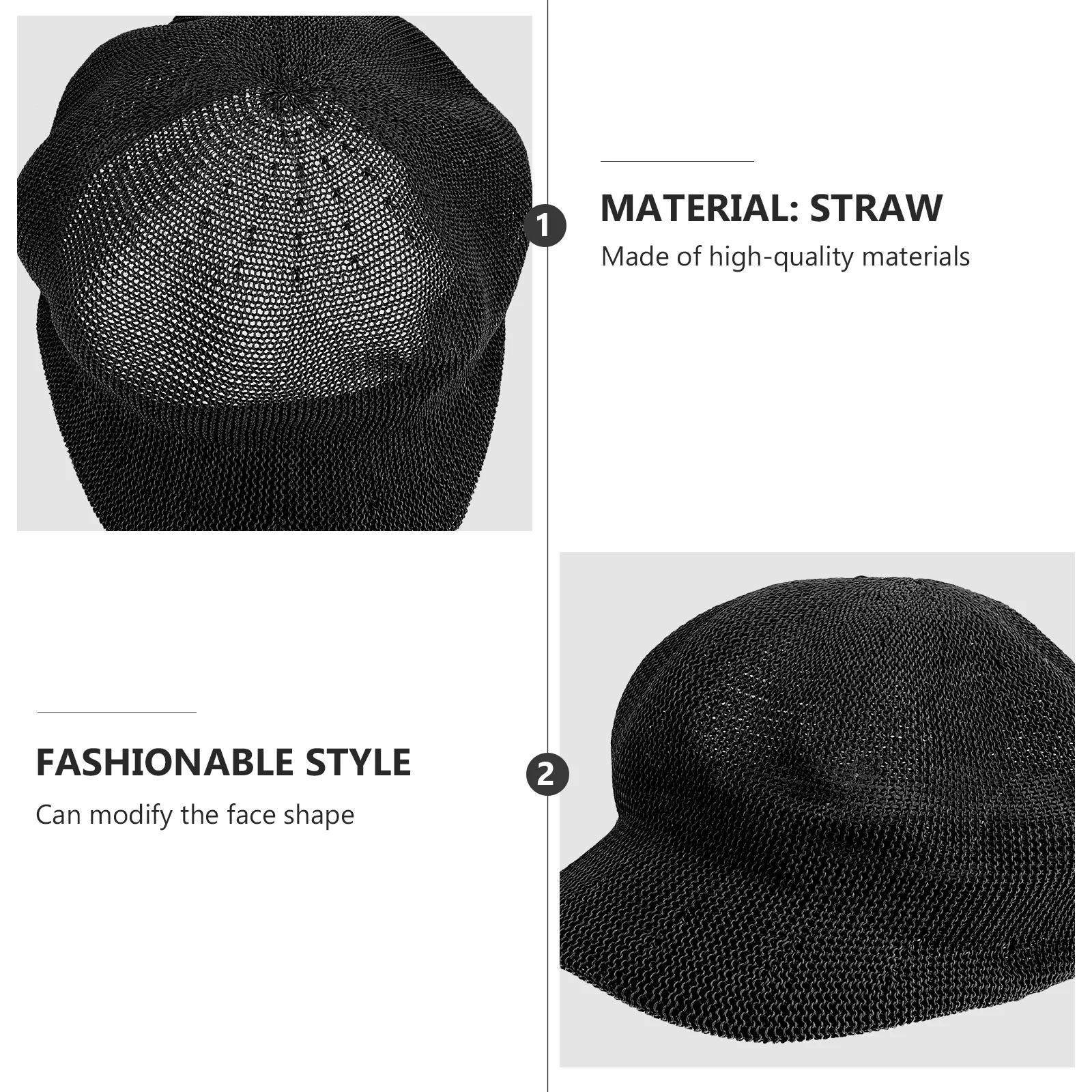 

1pc Octagonal Sun For Women Straw Braid Visor Cap Sun Protection Outdoor Activities Hat Windproof Breathable Girl Hat