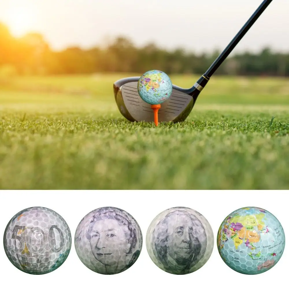 High Quality EUR/GBP/USD/Earth Print Pattern Practice Ball Training Tool Golf Ball Outdoor Indoor