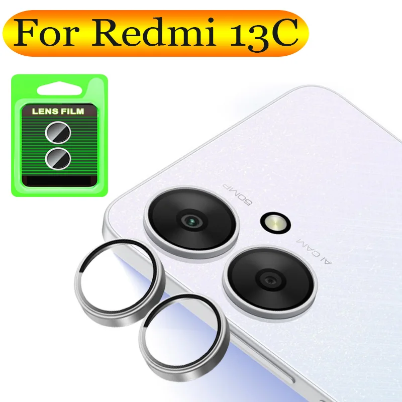 

Newly Upgrade Matel Camera Protector For Redmi 13C Camera Glass Lens Film 3D Design Split-Type Full Cover
