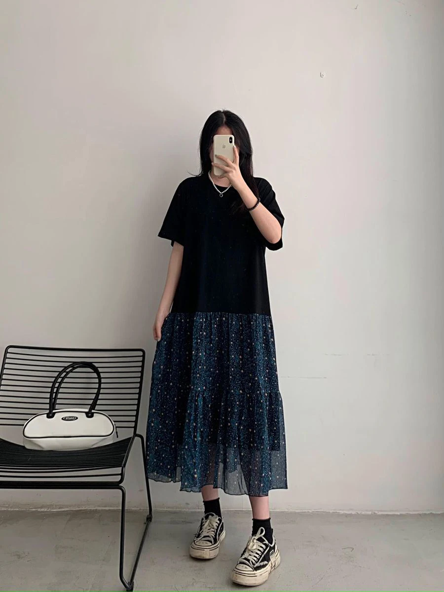 Plus Size 300 Pou Feminino Faionable Listrado A-Line Or Sve Dr Cintura Alta Verão Nova Sle T-shirt Dr