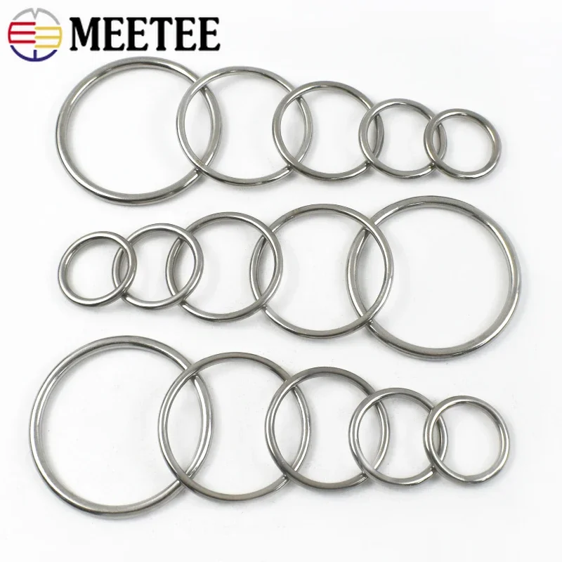 1-5Pcs 15-100mm O Ring Stainless Steel Bags Buckle Webbing Strap Connector Hook Dog Collar Decor Loop DIY Hardware Accessories