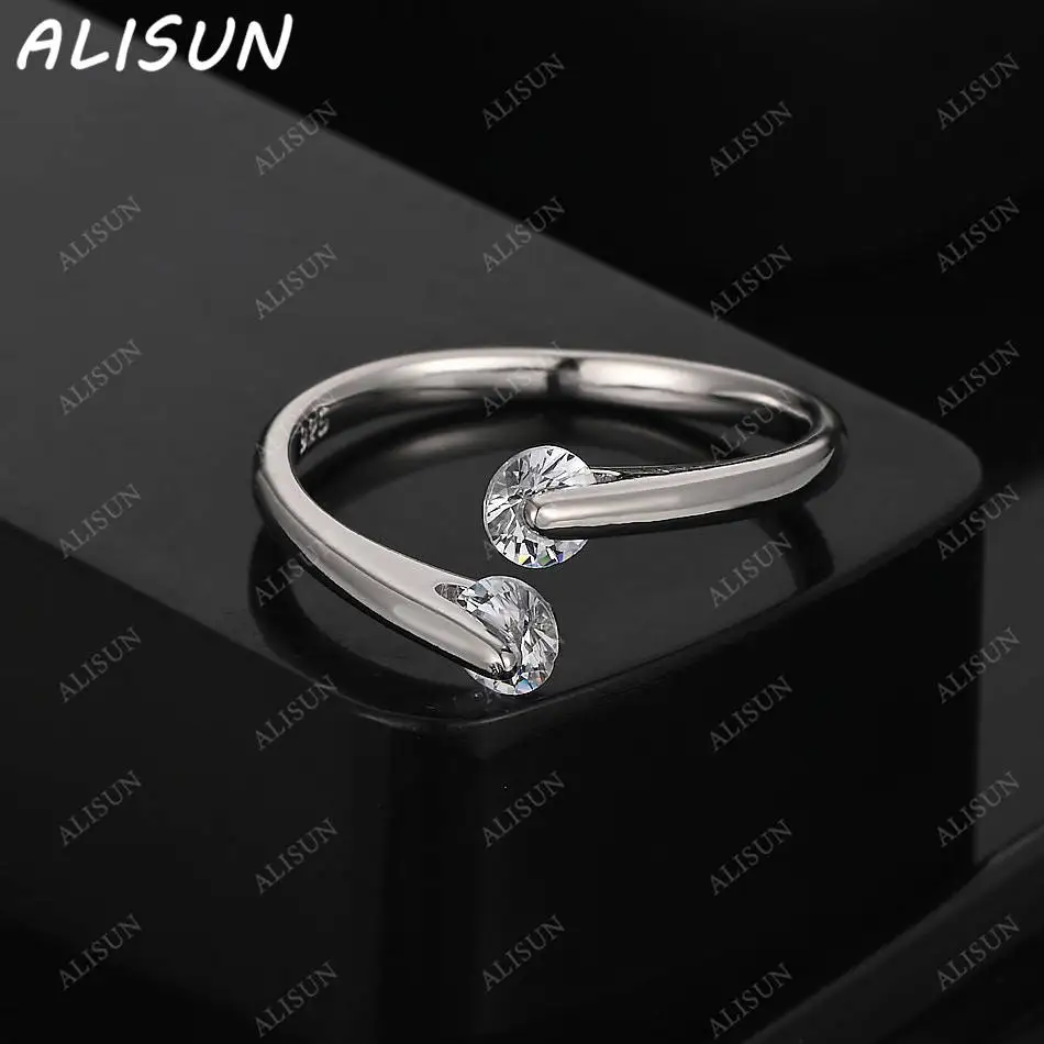 

ALISUN 925 Sterling Silver Zircons Open Ring For Women Men Fashion Jewelry Charm Grace Noble Wedding Accessories