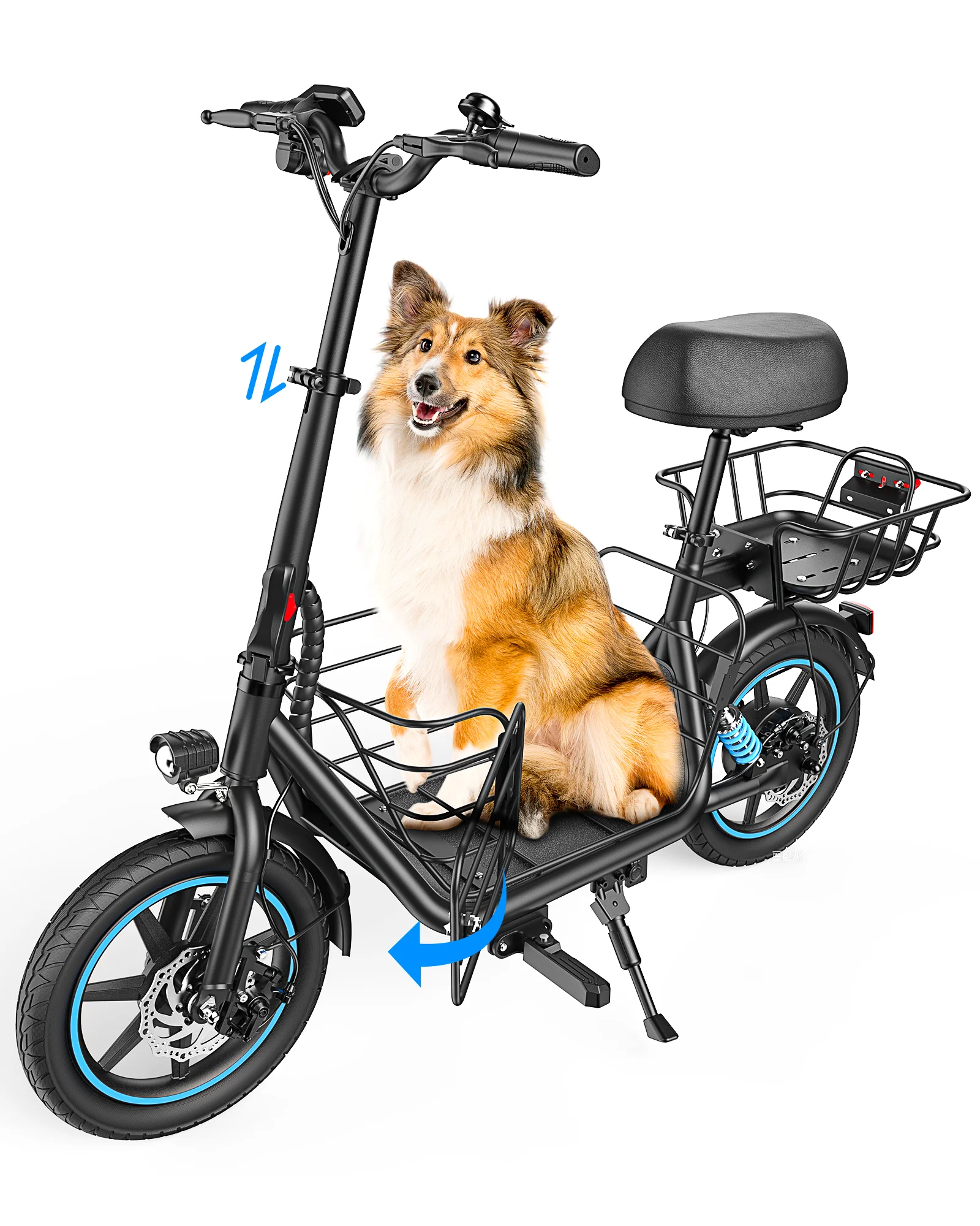 GYROSHOES 650W Adult Electric Scooter With Seat 36V 10.4Ah Battery 25 Miles Range 14 Inch Wheel Foldable E Scooter Dual Suspension UL2272 Certified Commuter E-Scooter With Basket LED Display Dual Disc Brake Load 265lbs