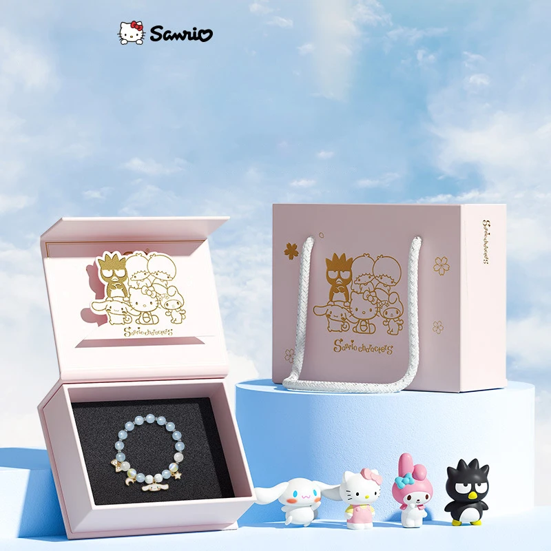 Sanrio Cnnamoroll Crystal Bracelet Female Jade Guigou Jewelry Student Girlfriends Birthday Gift Gift Box Bracelet Gifts For Girl