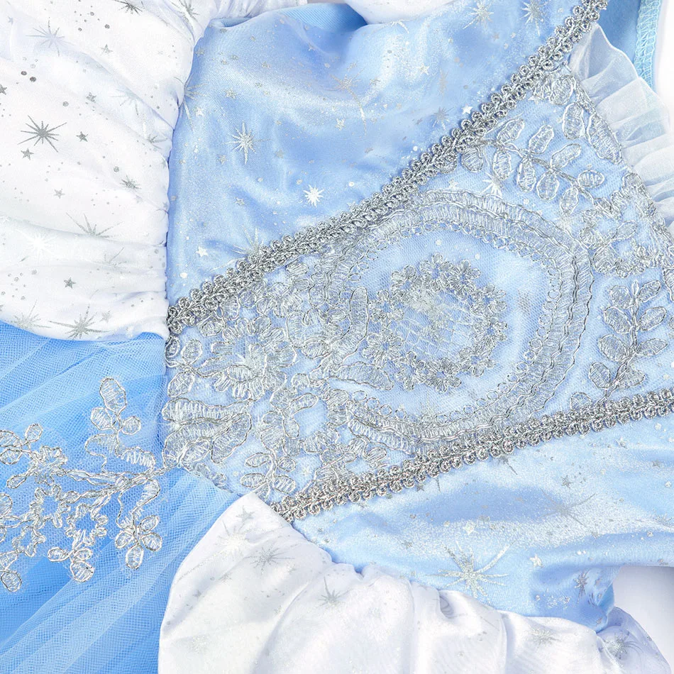 Mädchen Cinderella Prinzessinnenkleid Puffärmel Stickerei Pailletten Tüll Ballkleid Halloween Cosplay Geburtstagsfeier Karnevalskostüm – Detail 6