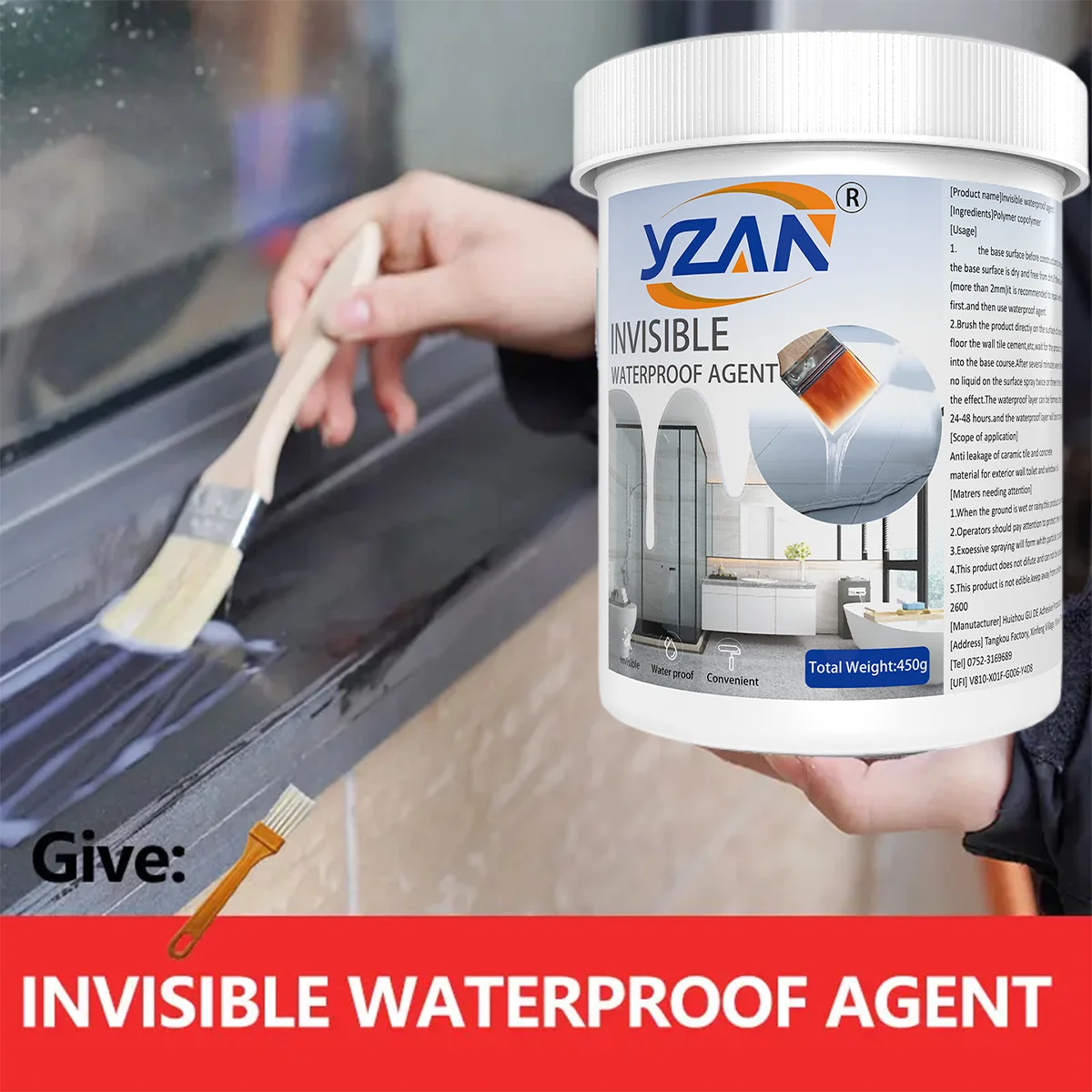 50-450g Invisible Waterproof Coating Transparent Invisible Insulating Glue Anti-Leak Wall Repair Material Bathroom Roof Leakage Waterproof Flexible Sealant Includes brush.