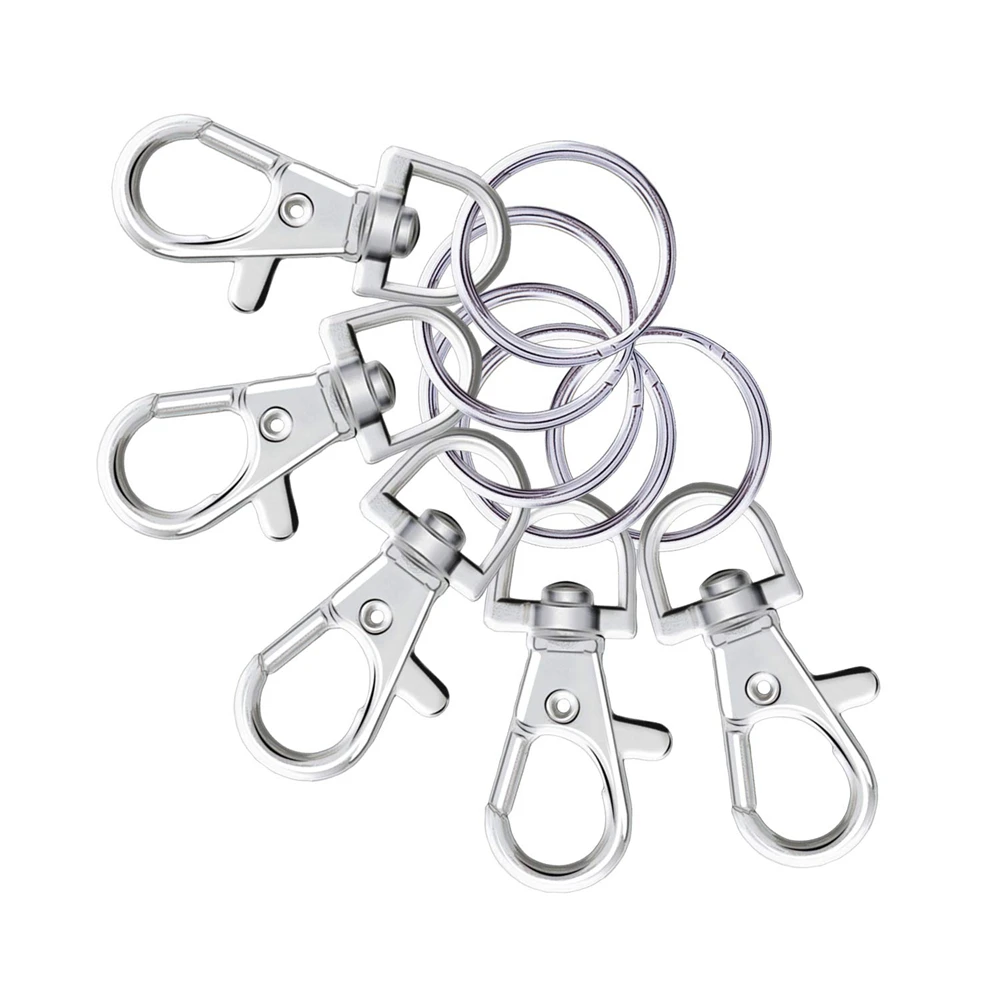 30pcs Metal Swivel Lanyard Snap Hooks and Split Key Rings Chain Hook Keychain for DIY Key chain Making