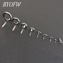 BYOFW 9 PCS/bag Tangle Free Stainless Steel Fishing Rod Guide Ceramic Ring Eye Double Legs For Building Replacement Accessories