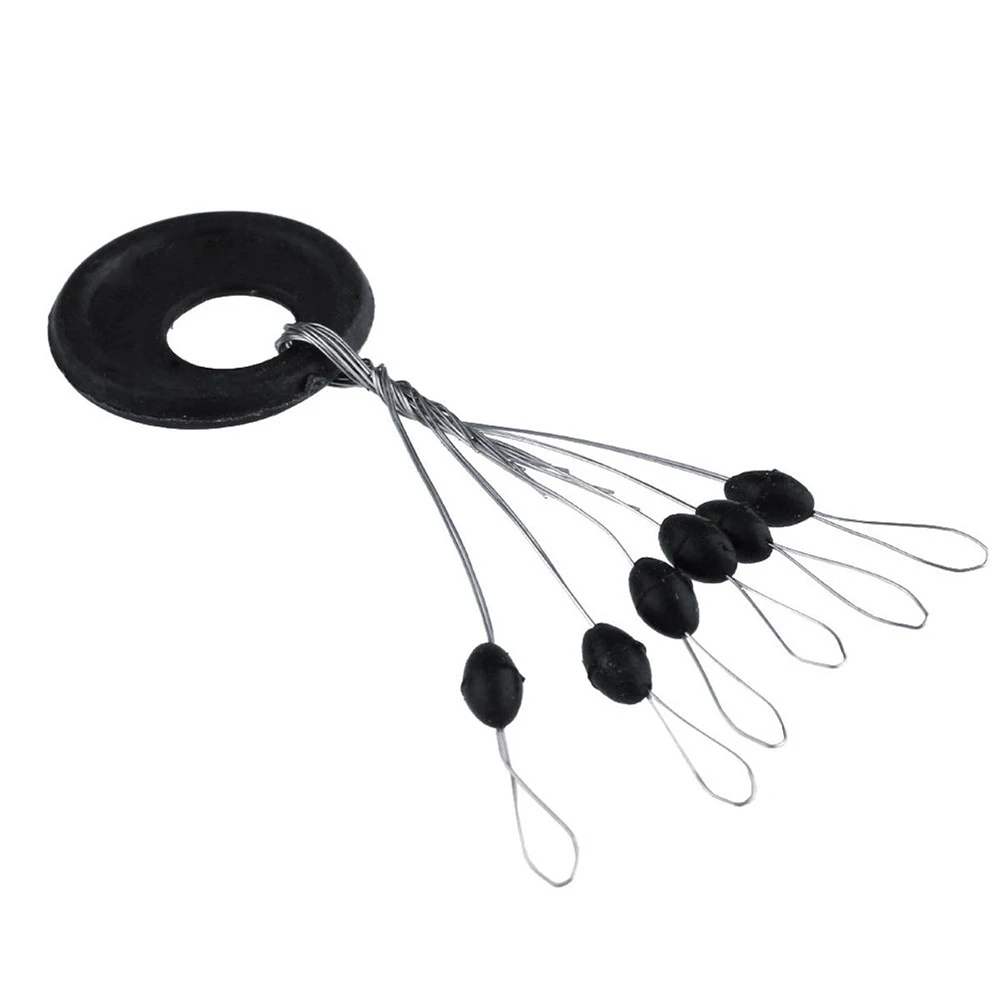 PRO BEROS 60Pcs 10Set Black Rubber Space Beans Oval Stopper Fishing Bobber Float Catfish Flotador Fishing Float Folat Line Stops view 3