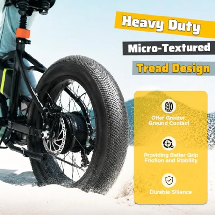 E Bike 20/26x4.0 Fat tire 20 x 4 Fat tire 20x4 Bike tire 1 Pack Heavy Duty High-Performance Wear-Resistant E-Bike Mountain Snow