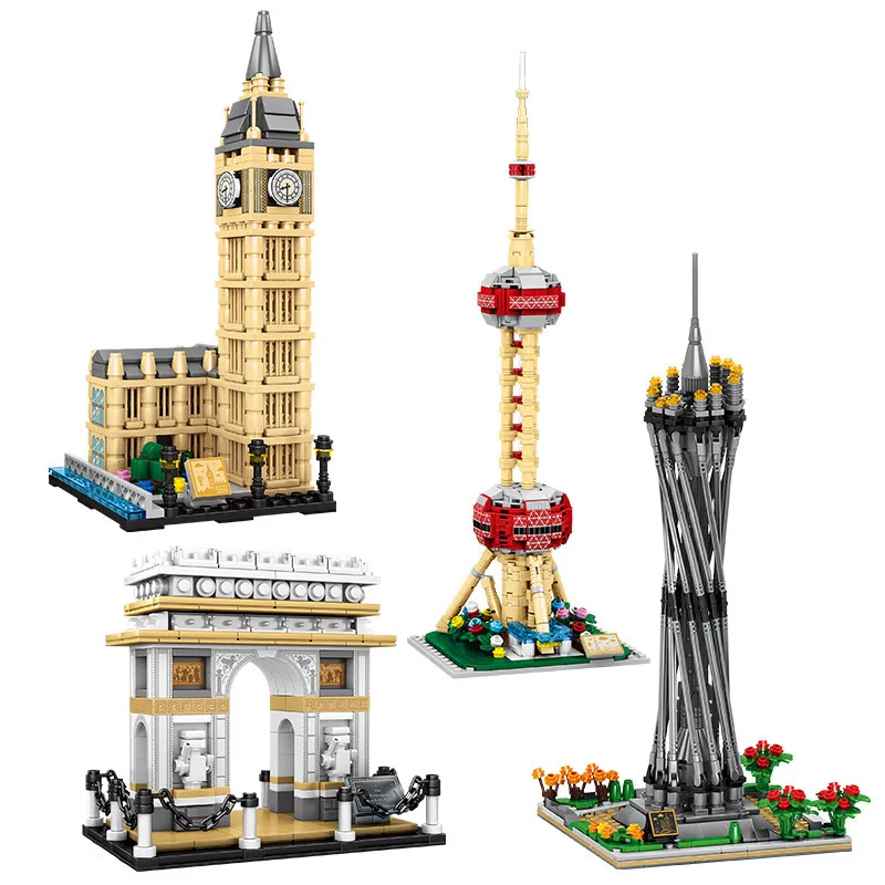 TOYLINX ビルディングブロック 建築モデルセット ランドマーク カンツンタワー 凱旋門 ビッグベン オリエンタルパールタワー 子供用