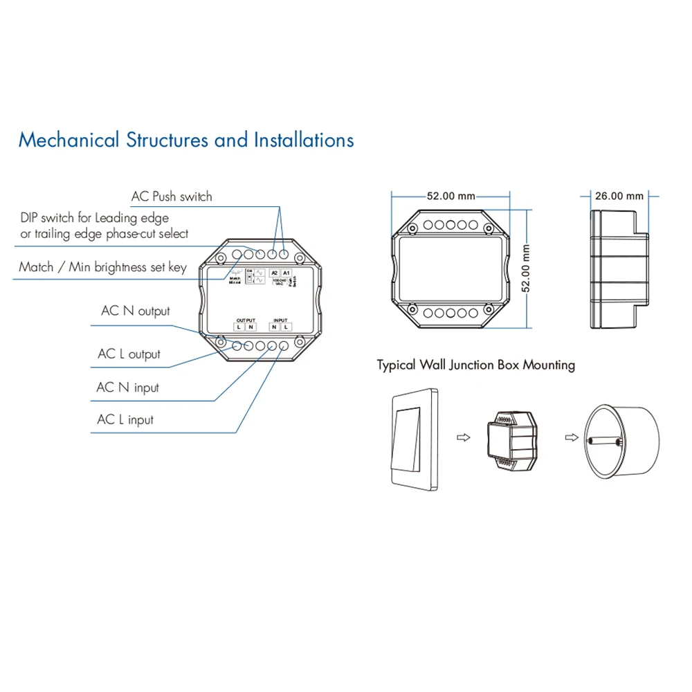 Skydance S1-B(WT) Tuya Wifi LED-dimmer 2.4G RF draadloze afstandsbediening R11/RT6/R1-1-W