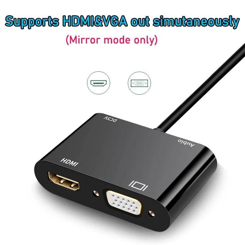 1080P DVI to VGA HDMI Splitter Converter Dual Display DVI to HDMI VGA Converter Splitter for PC Laptop Monitor Projector TV