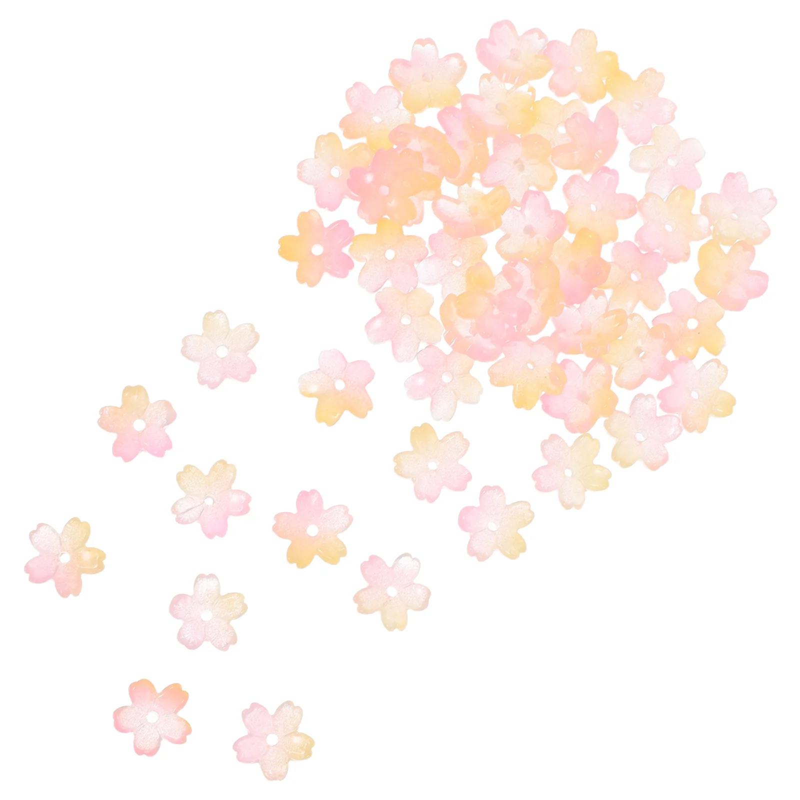 

50 Pcs Jewelry Gradient Cherry Blossom Glass Beads Floral Spacers Flower Charms Shape