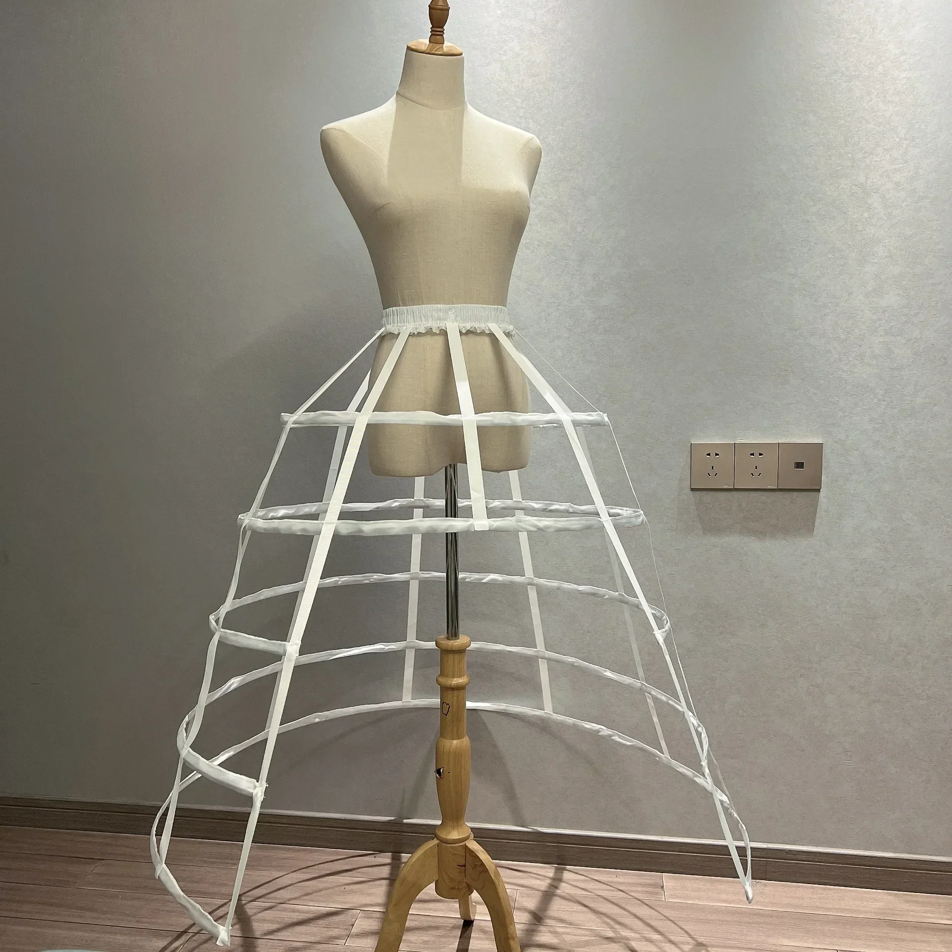 

Белая викторианская нижняя юбка-панталон с 5 кольцами, ажурная, с вырезами, для свадебного платья, косплея, кринолина