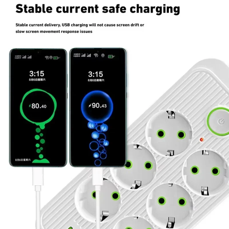 Xiaomi EU ปลั๊ก AC Outlets Multitap ซ็อกเก็ต 2 เมตรสายไฟไฟฟ้า Strip USB Type C Fast ชาร์จเครือข่ายอะแดปเตอร์กรอง