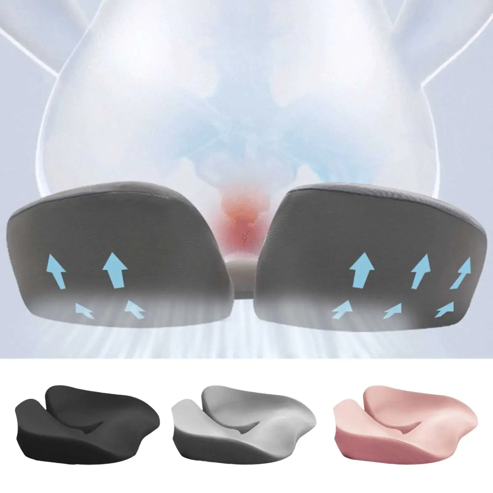 Coccyx Seat Cushion Non-Slip Orthopedic Memory Foam Relief Comfort Tailbone Sciatica Back Pain for Chair Cushion Pad Car Office