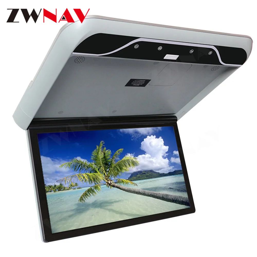 19 Inch HD Car Monitor Roof Mount with MP5 Player HDMI USB SD Carplay Ceiling Video System Business Travel