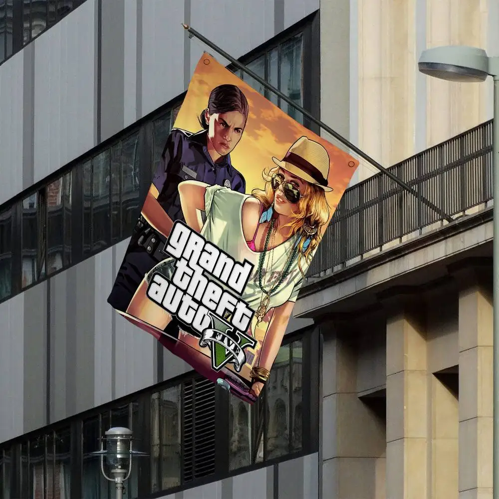 Grand Theft-Auto GTA-V Game Family Gatherings Outdoor Atmosphere Flags Camping Decorations Banners