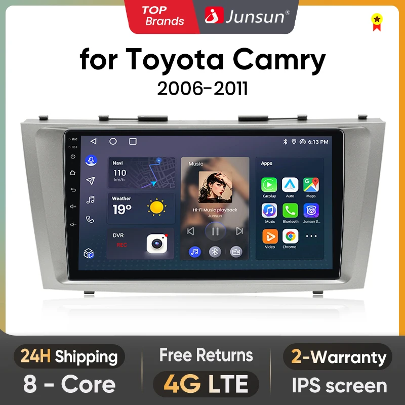 Junsun V1 AI Voice Wireless CarPlay Android Auto Radio for Toyota Camry 40 50 2006-2011 4G Car Multimedia GPS 2din autoradio