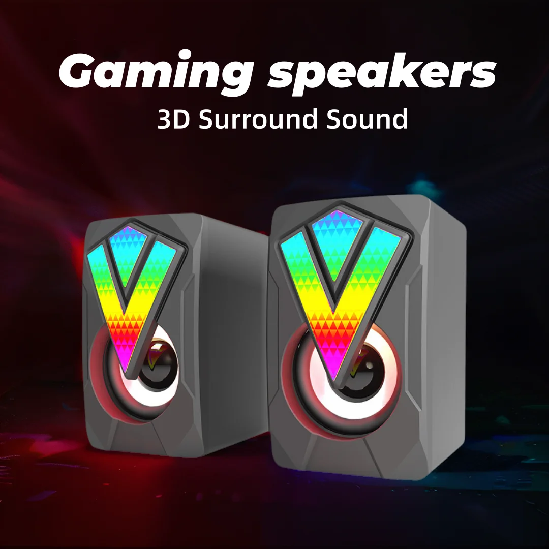 

RGB Gaming Speakers Wired USB-Powered Computer Speaker For Plug n-Play Subwoofer Stereo Surround Music for Computer Laptops