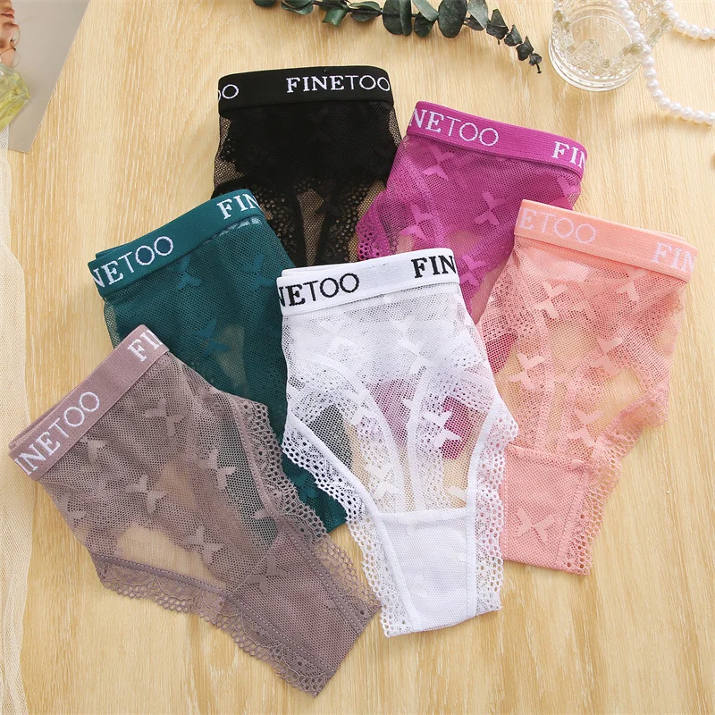 Clearance_6PCS/Set  Sexy G-String Thong Lace Women's Panties Low-Waist Female Underpants Mesh Perspective Briefs Lingerie_Contin image 5