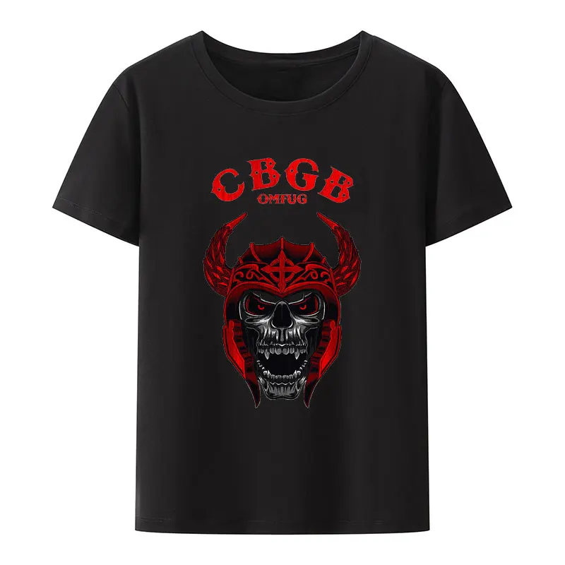 CBGB OMFUG Dead Skull Mohawk Print T Shirt Underground Punk Rock Concert Casual Shirt Creative Popular Street Fashion Cool Tops