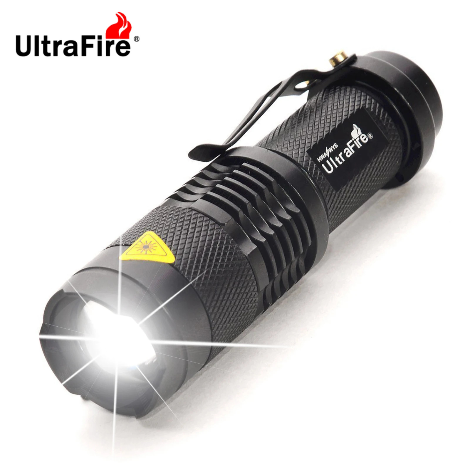 Lanterna UltraFire SK68 EDC 1/3 Modo Bateria AA Luz de Foco Ajustável 14500 Mini Lanterna Recarregável com Clipe Super Brilhante Zoomable Lanterna Pequena de Bolso para Camping, Caminhadas, Uso Diário