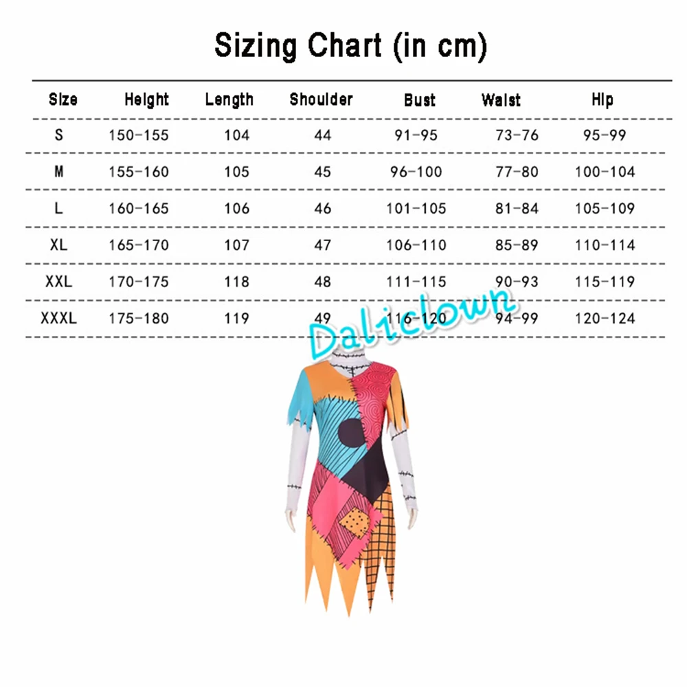 크리스마스 전야 샐리 코스튬 코스프레 가발, 무서운 스켈링턴, 할로윈 코스튬, 여성 파티 멋진 드레스