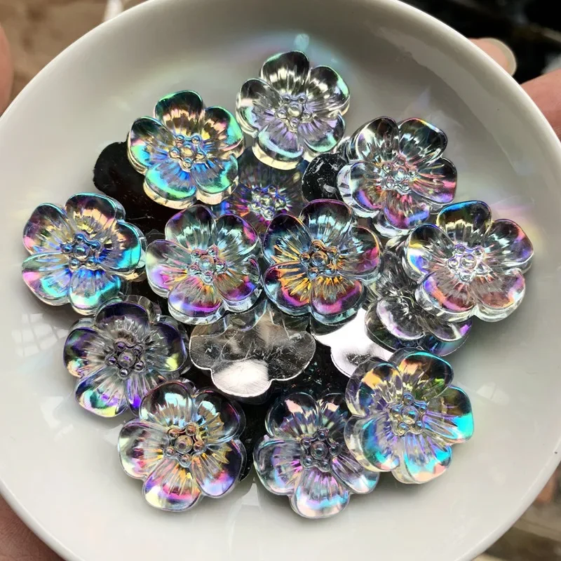 10pcs19mm Flower Design Acrylic Rhinestone, Flat back Art Beads Decorate DIY rhinestone applique  crystal Flower