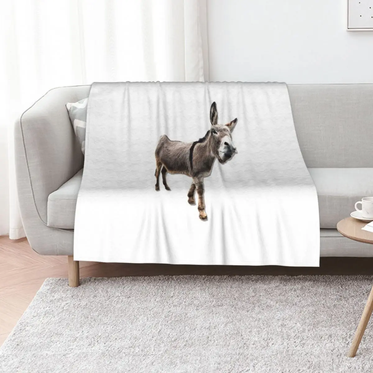 Sassy Burro/Donkey With Judgmental Face Throw Blanket Cute Plaid Travel Bed Fashionable Personalized Gift Flannels Blankets