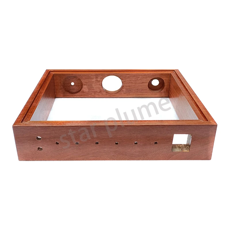 300*65*250mm Sapele Solid Wood Frame Aluminum Amplifier Case VU Meter PostAmplifier Vacuum Tube Amplifier Chassis Shell DIY Box