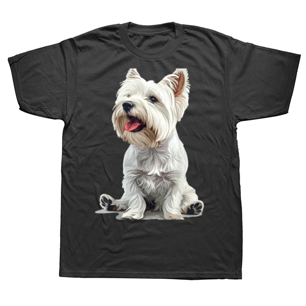 Śmieszne West Highland White Terrier Dog Westie T-shirty Męskie Damskie Moda Casual Tshirt 100% Bawełna Luźna Oversize T Shirt