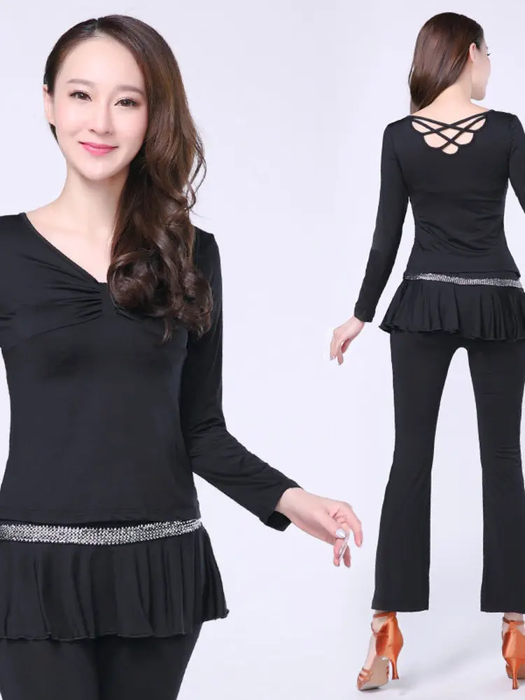 tenue-de-danse-a-manches-longues-pour-adultes-vetements-de-danse-de-salon-vetements-de-danse-latine-vetements-d'entrainement-pour-femmes-pantalon-long-costume-de-spectacle-ensemble-en-deux-pieces
