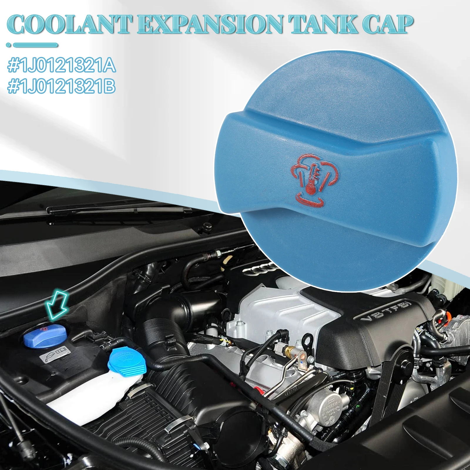 COOLANT EXPANSION HEADER OVERFLOW TANK CAP COVER 1J0121321A 1J0121321B  For Audi A4 B5 A6 C5 A3 Q7 VW Golf IV Passat 3B Polo 9N view 2