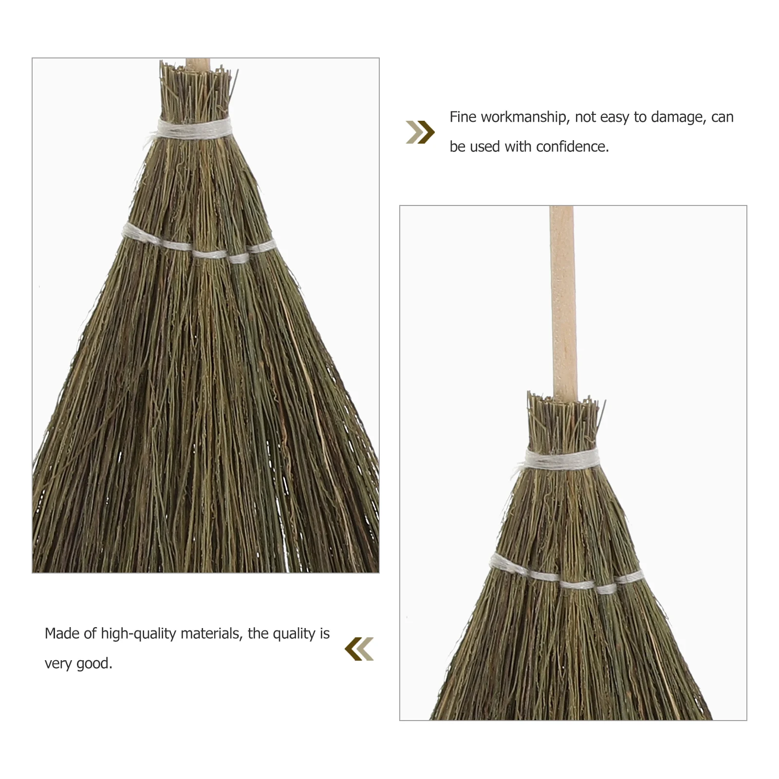 2 Pcs Broom Model Mini Grass Brooms Home Decor Furniture Cleaning Miniature Tool Models Wood 1:12 Household Ornament Child