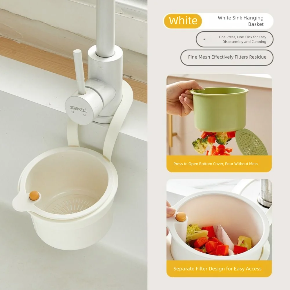 Creative Sink Hanging Strainer Basket Openable Bottom Cover Quickly Drain Fruit Clean Filter Rack Easy To Clean Multifunctional