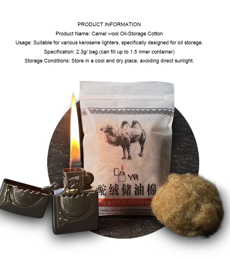 Brand specific Kerosene Lighter Camel Velvet Oil Storage Cotton Smooth Oil Delivery Enhanced Endurance Flame Stability Wick Cott