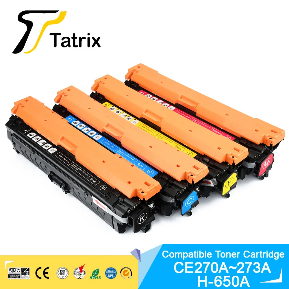Tatrix CE270A CE271A CE272A CE273A 650A Premium Compatible Laser Color Toner Cartridge for HP CP5525/CP5525n/CP5525dn Printer