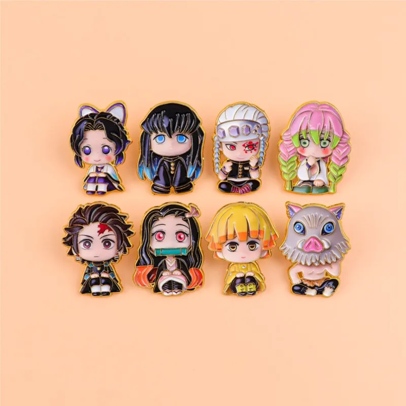 Cute Q Version Kimono Cartoon Character Enamel Pins Anime Figure Lapel Brooch Backpack Hat Clothes Daily Outfit Decor Badges view 4