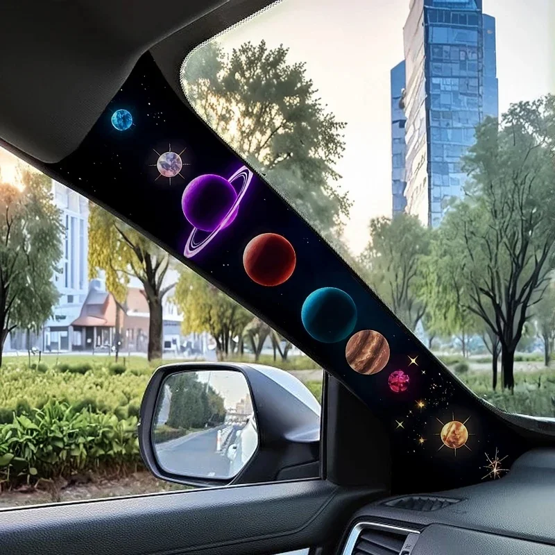 2Pcs Universal Car A Pillar Decor Sticker Galaxy Space Planet Solar System Vinyl Decal Automobile Interior DIY Modification