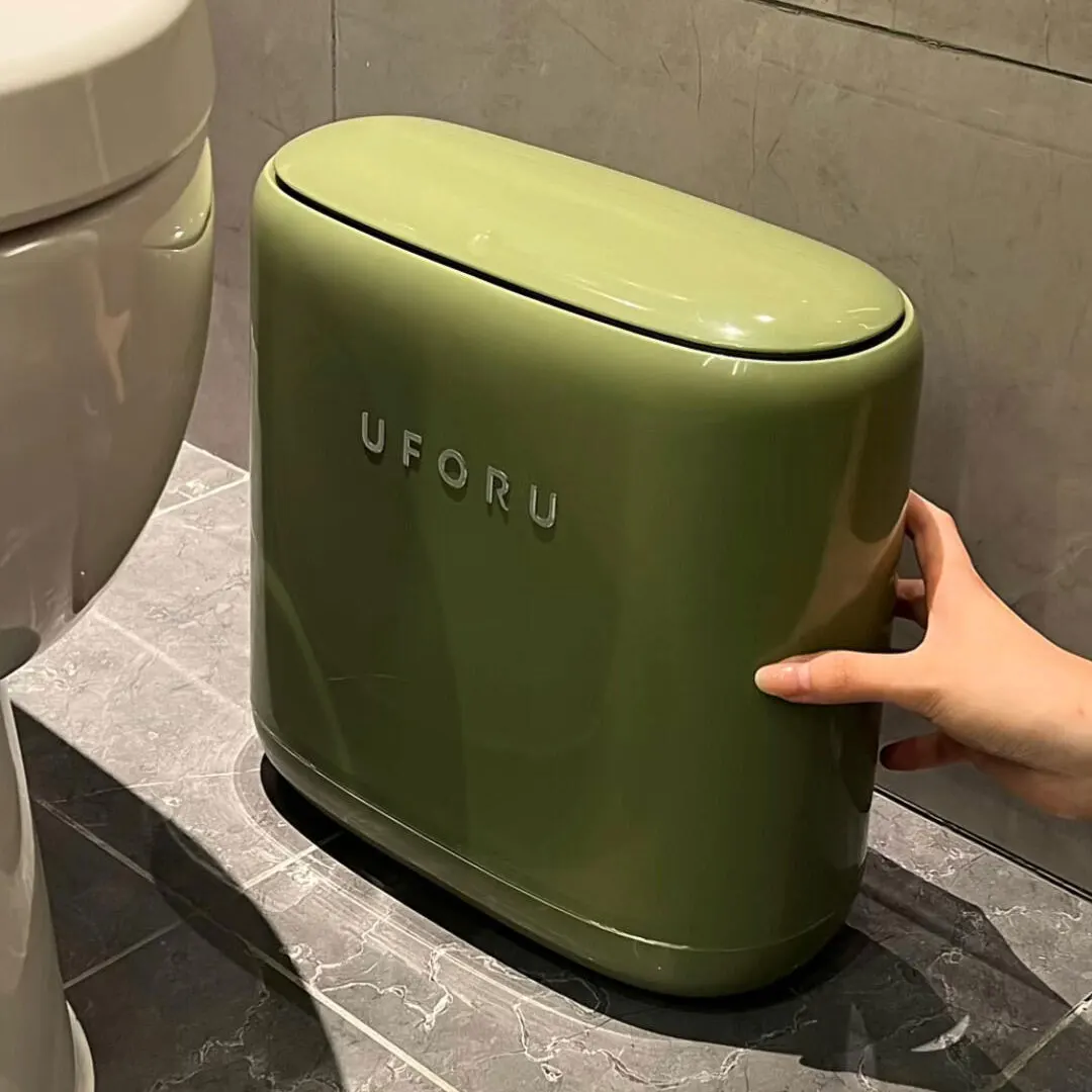 Cubo de Basura Grande para Baño, Estilo Antiguo, Estrecho, de Doble Compartimiento con Tapa, para Uso Doméstico, Marca UfOru